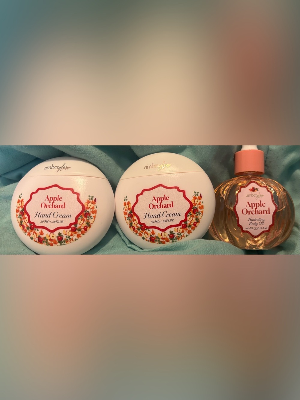 Apple Orchard Hand Cream & Hydrating Body Oil Set - Pink/White
